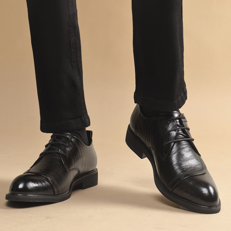 Men'S Formal Office Wear Shoes - メタルリベット付きレザーオックスフォードシューズ、レースアップフォーマルドレスシューズ、快適で滑りにくい、ビジネスオフィスや普段使いに最適