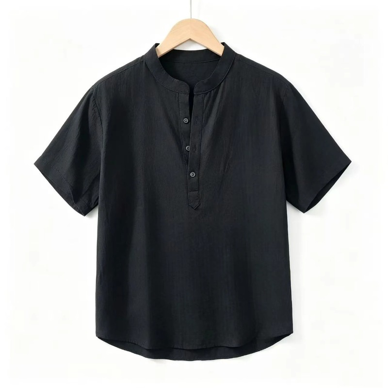 Mens Formal - 夏用薄手半袖シャツ メンズ 和風 ルーズ ストレッチ ビジネスカジュアルシャツ
