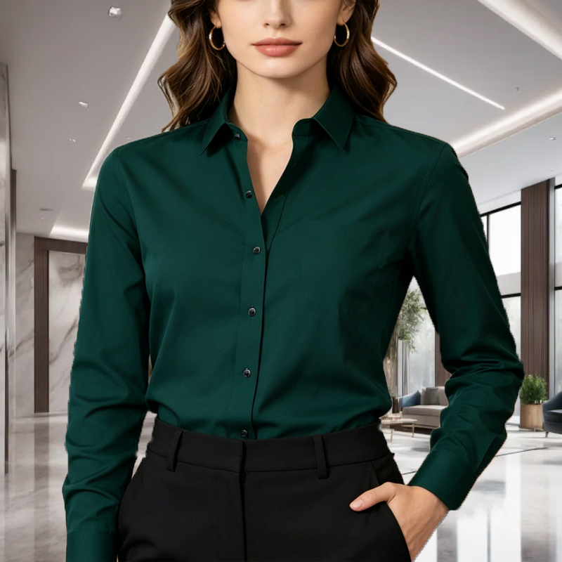 Men Formal Office Wear Shirts - 1枚入り ユニセックス 無地 長袖シャツ、スリムフィット ノーアイロン シワになりにくい