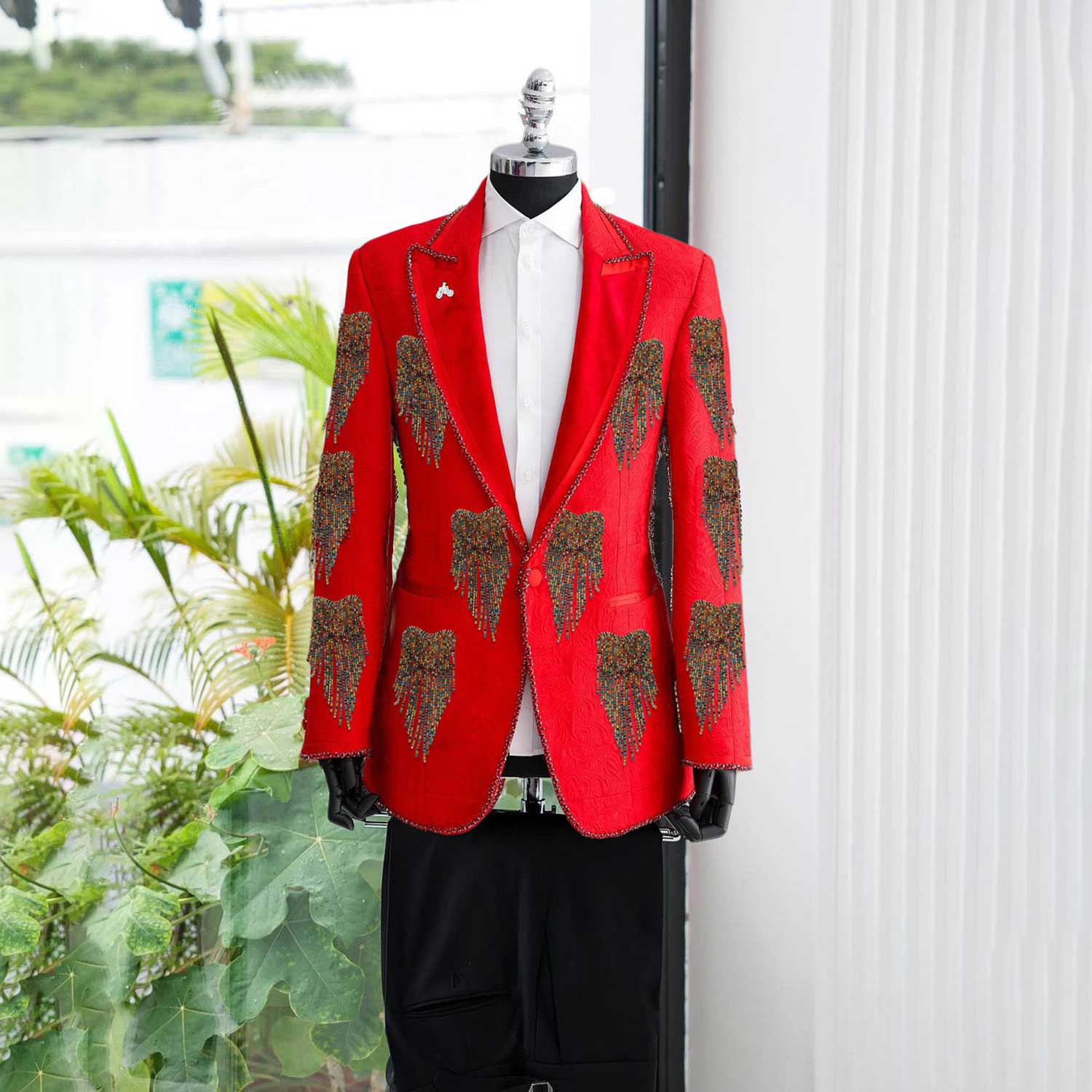 Men'S Formal Wear No Suit - ファッション結婚式の男性スーツクリスタルパーティースーツ 2 個コート黒パンツオーダーメイド新郎花婿の付添人フォーマルな機会サイズカスタマイズ