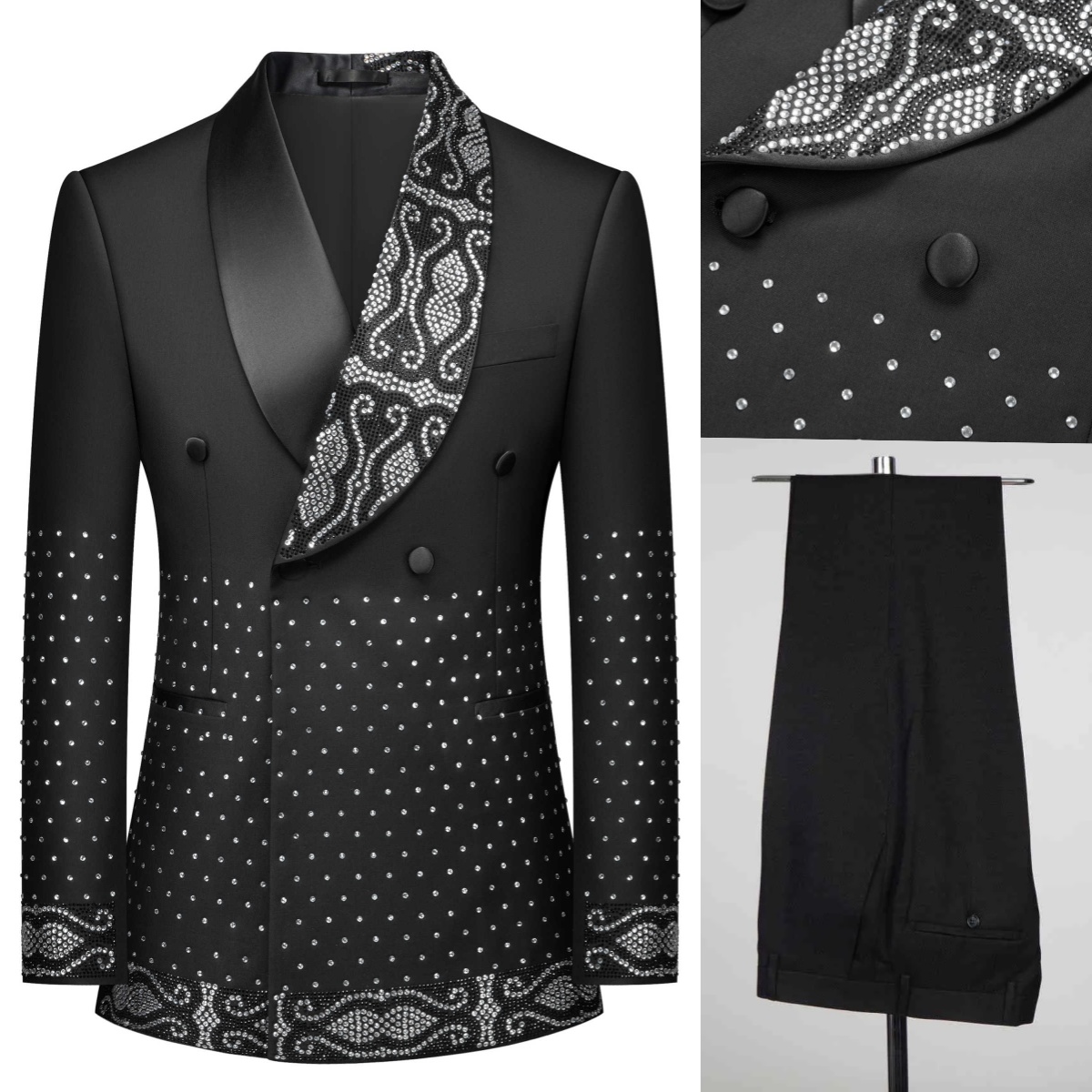 Men'S Formal Wear No Suit - リアルピクチャーメンズスーツクリスタルビジネスウェディングメンズスーツ快適な2ピース仕立て新郎介添人フォーマルオケージョンカスタムメイド