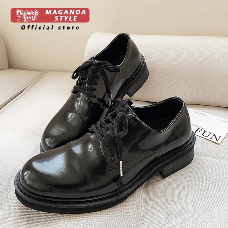 Men'S Formal Office Wear Shoes - トップレイヤー牛革プリーツレースアップシューズメンズカジュアルビジネスフォーマルウェアオックスフォードシューズ気質光沢のあるドレスワークシューズ ﻿