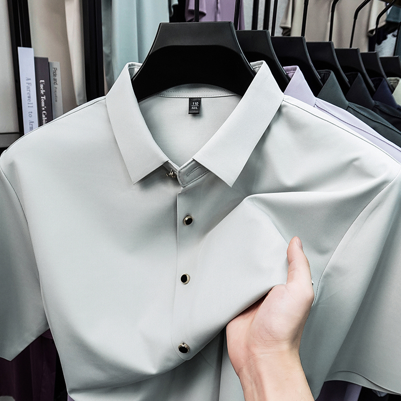 Men Formal Office Wear Shirts - 2026年夏 カジュアルメンズドレスシャツ レギュラーフィット 軽量 スムース ボタンアップ