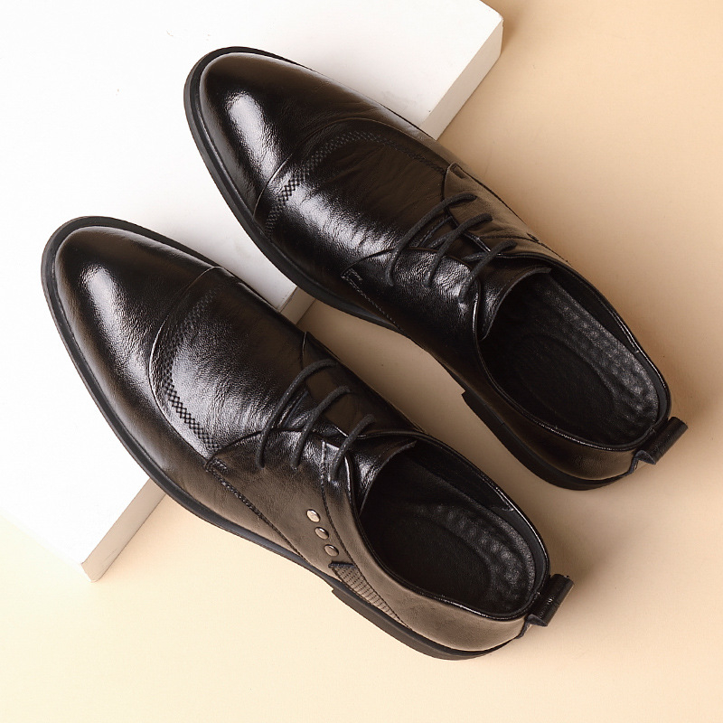メタルリベット付きレザーオックスフォードシューズ、レースアッ - Men'S Formal Office Wear Shoes のレビューと価格