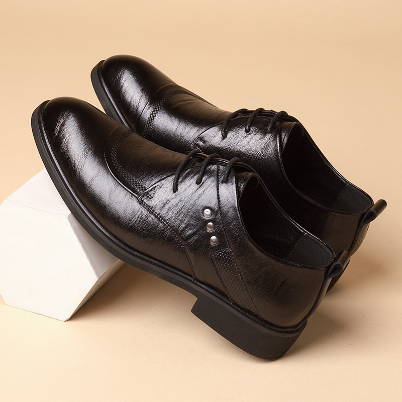 メタルリベット付きレザーオックスフォードシューズ、レースアッ - Men'S Formal Office Wear Shoes のレビューと価格