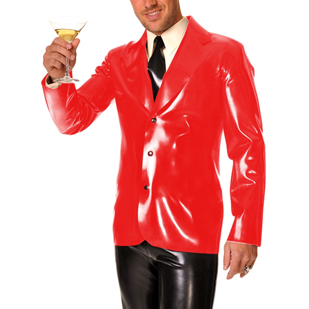 メンズ長袖ビニールPVCレザーラペルカラーコート、ナイトパー - Men Formal Wear Look のレビューと価格