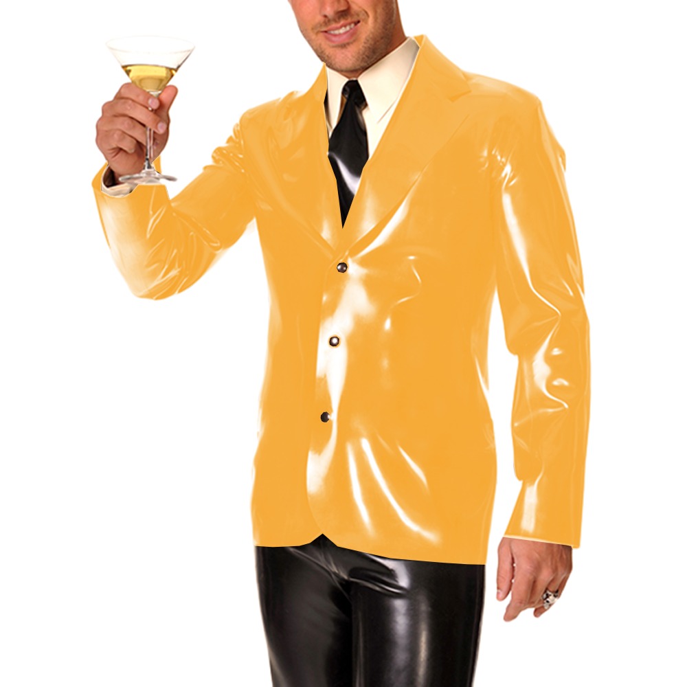 メンズ長袖ビニールPVCレザーラペルカラーコート、ナイトパー - Men Formal Wear Look のレビューと価格