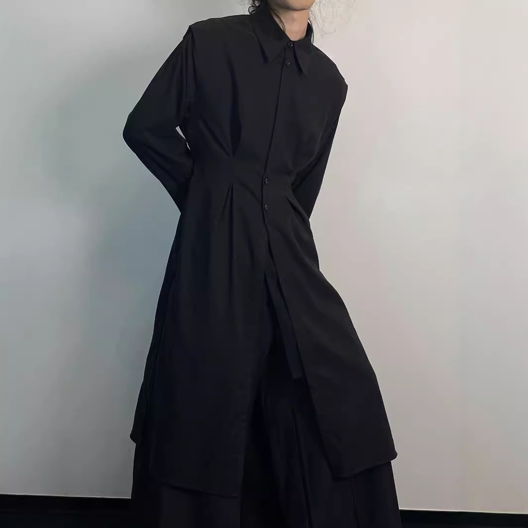 Y2K ゴシックトレンチコート男性ダークアカデミアストリート - Men'S Formal Wear Belt のレビューと価格