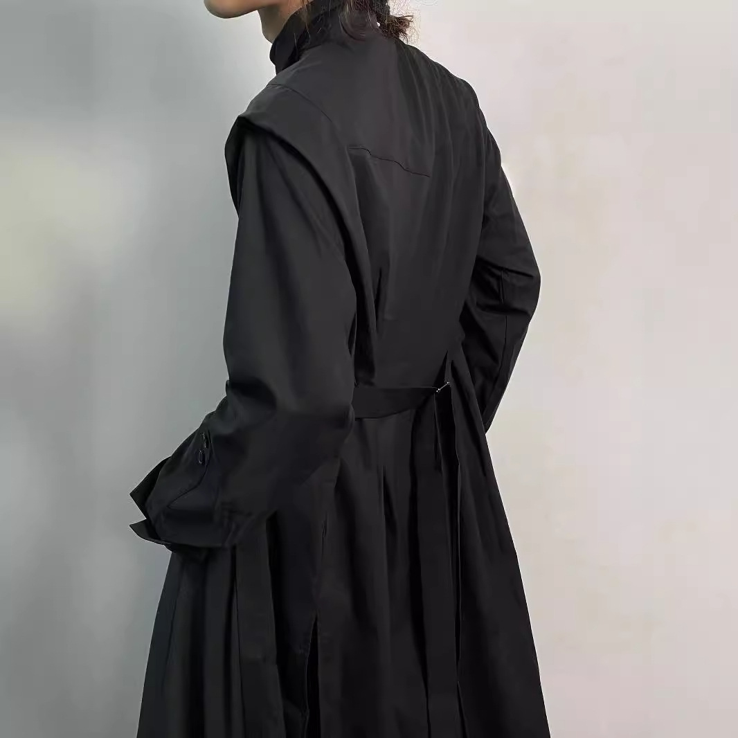 Y2K ゴシックトレンチコート男性ダークアカデミアストリート - Men'S Formal Wear Belt のレビューと価格