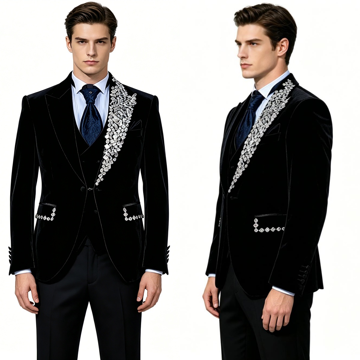 フォーマルウェディングタキシードベルベット2ピースセットプラ - Men'S Formal Wear No Suit のレビューと価格