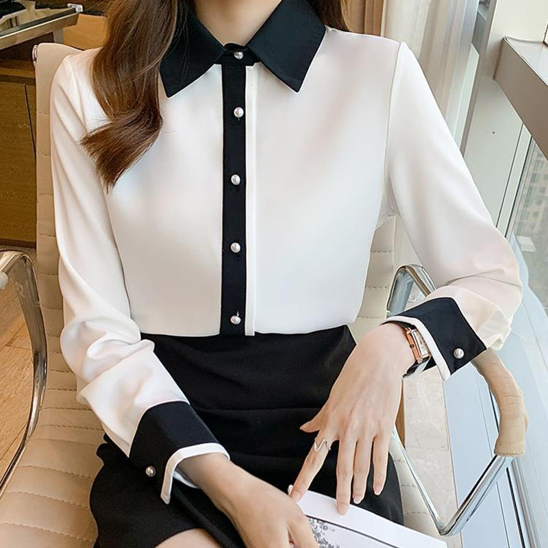 女性用ホワイトシフォンシャツ韓国シックなシングルブレストコン - Men'S Formal Wear Accessories のレビューと価格