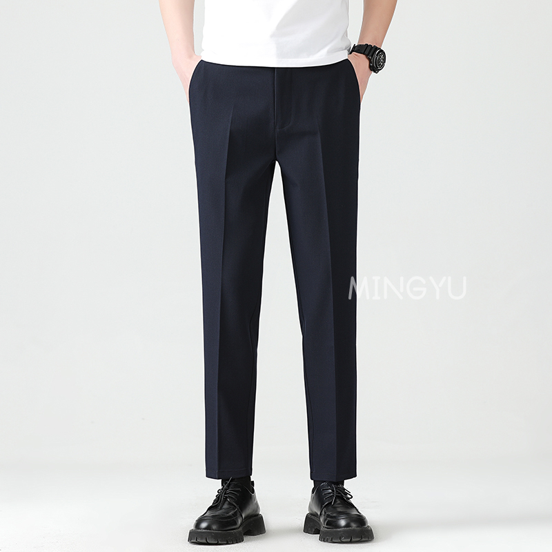高品質リヨセルブレンド夏足首丈パンツ男性ビジネス弾性ウエスト - Men'S Formal Wear Accessories のレビューと価格