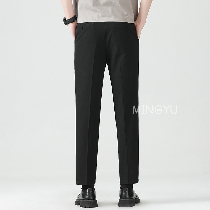 高品質リヨセルブレンド夏足首丈パンツ男性ビジネス弾性ウエスト - Men'S Formal Wear Accessories のレビューと価格