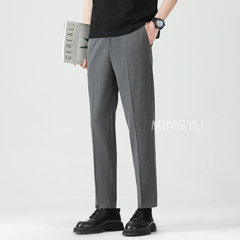 高品質リヨセルブレンド夏足首丈パンツ男性ビジネス弾性ウエスト - Men'S Formal Wear Accessories のレビューと価格
