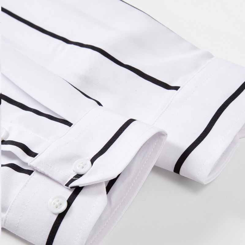 メンズストライプドレスシャツ長袖スリムフィットフォーマルビジ - Mens Formal のレビューと価格