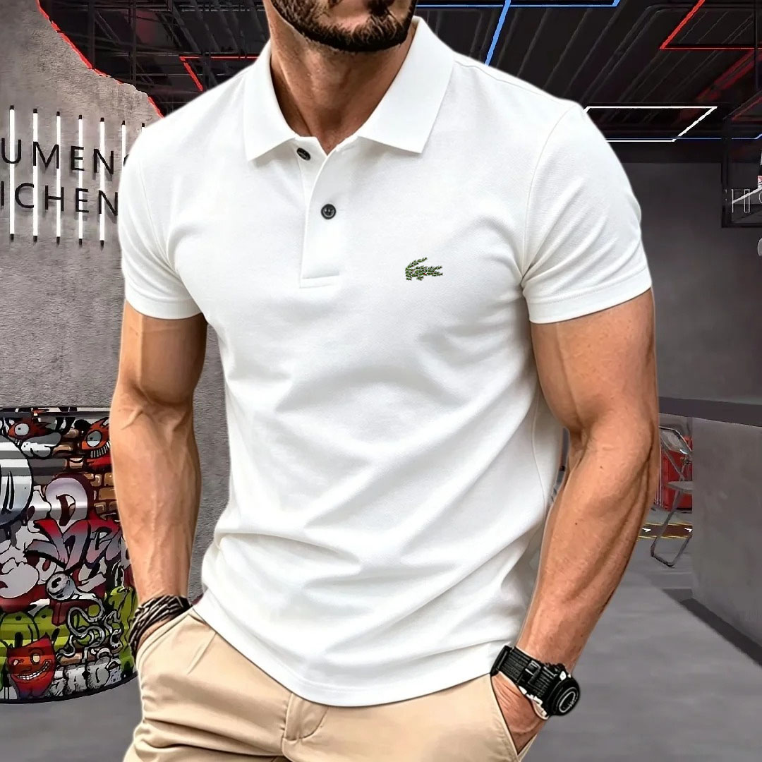 男半袖ポロシャツラペルボタンカラーブロッキングパターンプリン - Men'S Formal Wear Accessories のレビューと価格