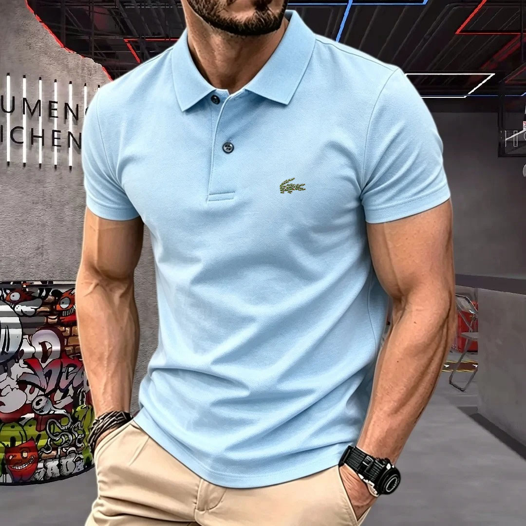 男半袖ポロシャツラペルボタンカラーブロッキングパターンプリン - Men'S Formal Wear Accessories のレビューと価格