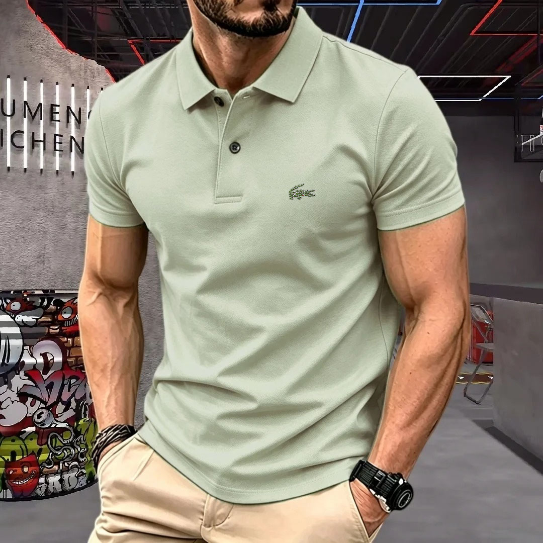男半袖ポロシャツラペルボタンカラーブロッキングパターンプリン - Men'S Formal Wear Accessories のレビューと価格