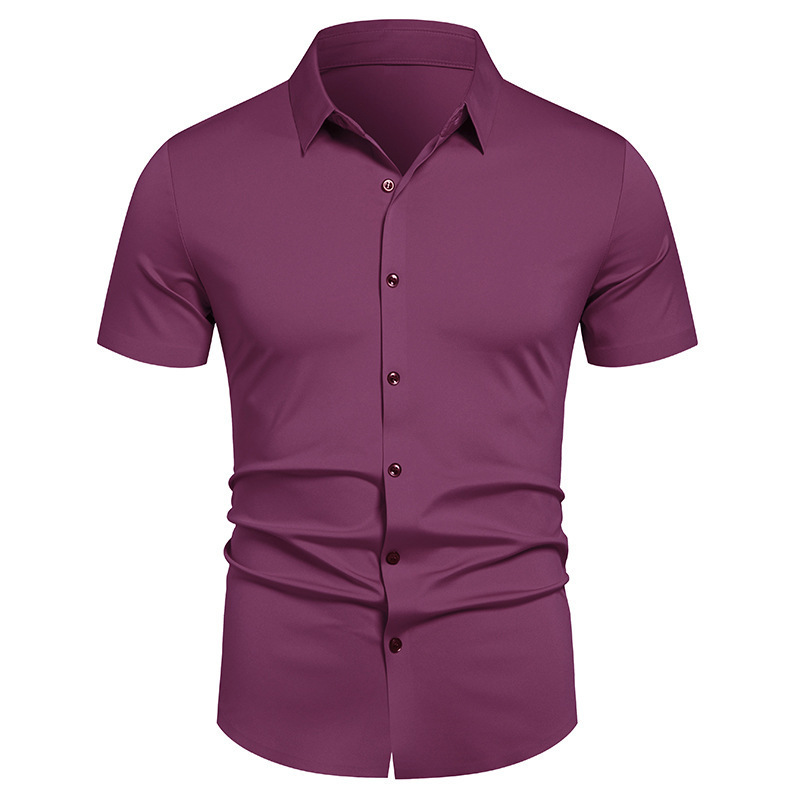 アイロン不要ビジネスシャツメンズ夏無地半袖フォーマルワークシ - Mens Formal のレビューと価格