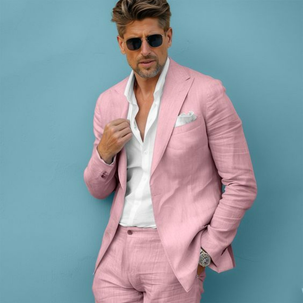 リネンウェディングメンズスーツスリムフィットブレザーパンツセ - Men'S Formal Wear No Suit のレビューと価格