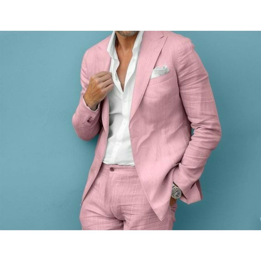 リネンウェディングメンズスーツスリムフィットブレザーパンツセ - Men'S Formal Wear No Suit のレビューと価格