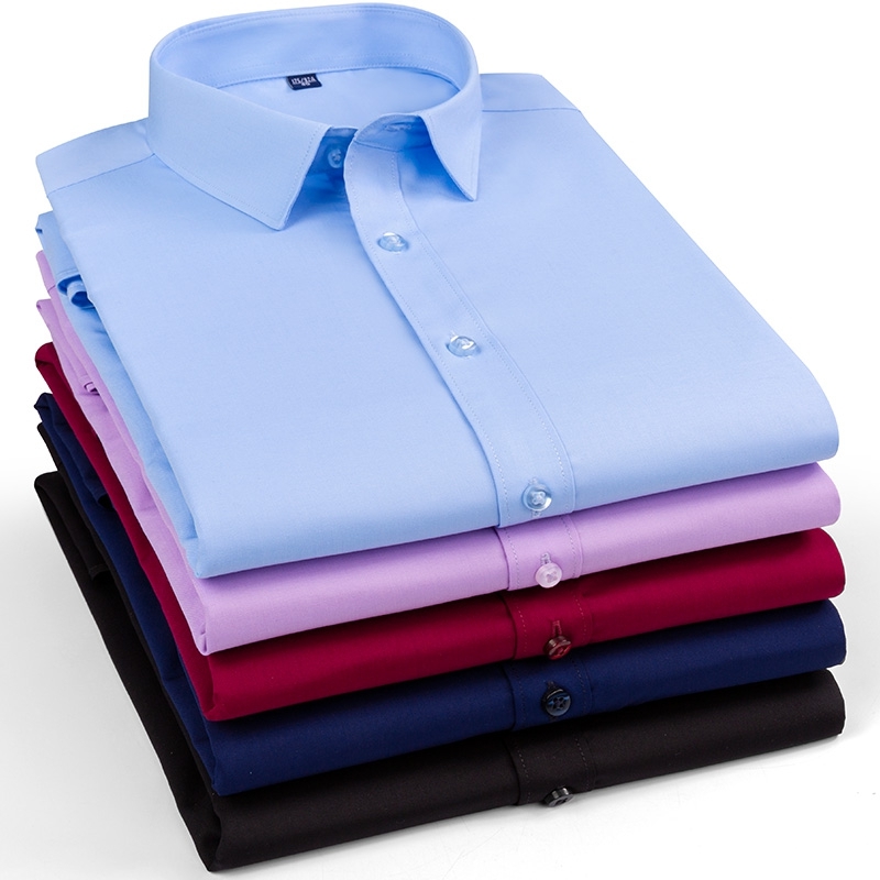 超極細デニール竹繊維ストレッチメンズ長袖シャツ快適フィットカ - Men Formal Office Wear Shirts のレビューと価格