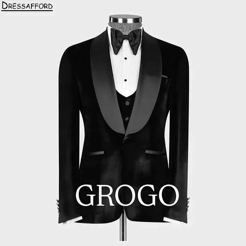 黒のソリッドフォーマルウェディングスーツベルト付きメンズビジ - Men'S Formal Wear No Suit のレビューと価格