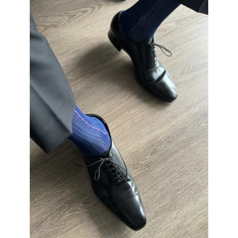 男性用ドレスソックス ブルー ブラック フォーマルウェア シ - Men'S Vintage Formal Wear のレビューと価格