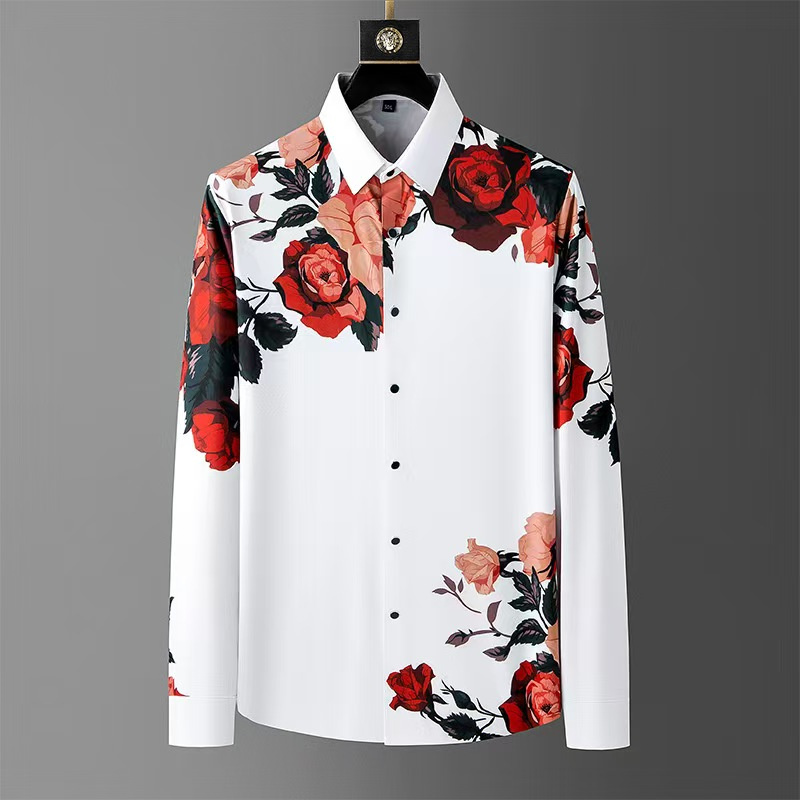 メンズ長袖シャツ,ヴィンテージ,フローラルプリント,社交クラ - Men'S Vintage Formal Wear のレビューと価格