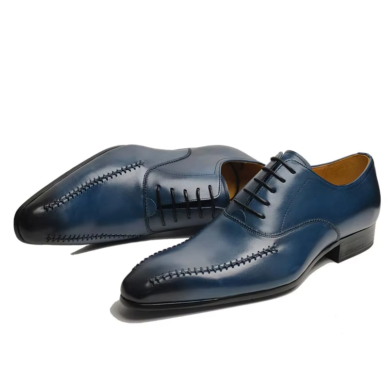 高級メンズ本革ドレスシューズ、ポインテッドトゥ、手縫い、ファ - Men'S Formal Office Wear Shoes のレビューと価格