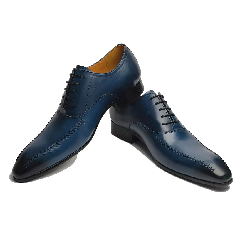 高級メンズ本革ドレスシューズ、ポインテッドトゥ、手縫い、ファ - Men'S Formal Office Wear Shoes のレビューと価格