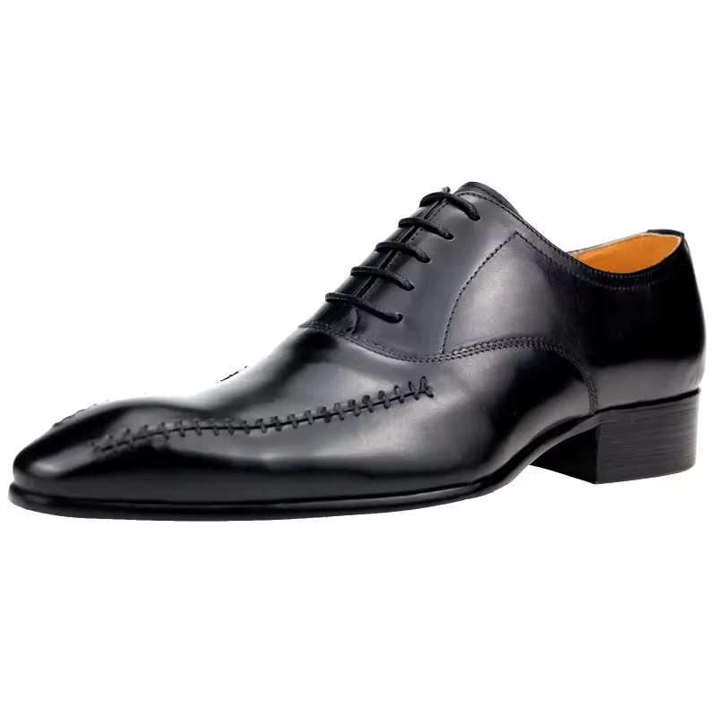 高級メンズ本革ドレスシューズ、ポインテッドトゥ、手縫い、ファ - Men'S Formal Office Wear Shoes のレビューと価格