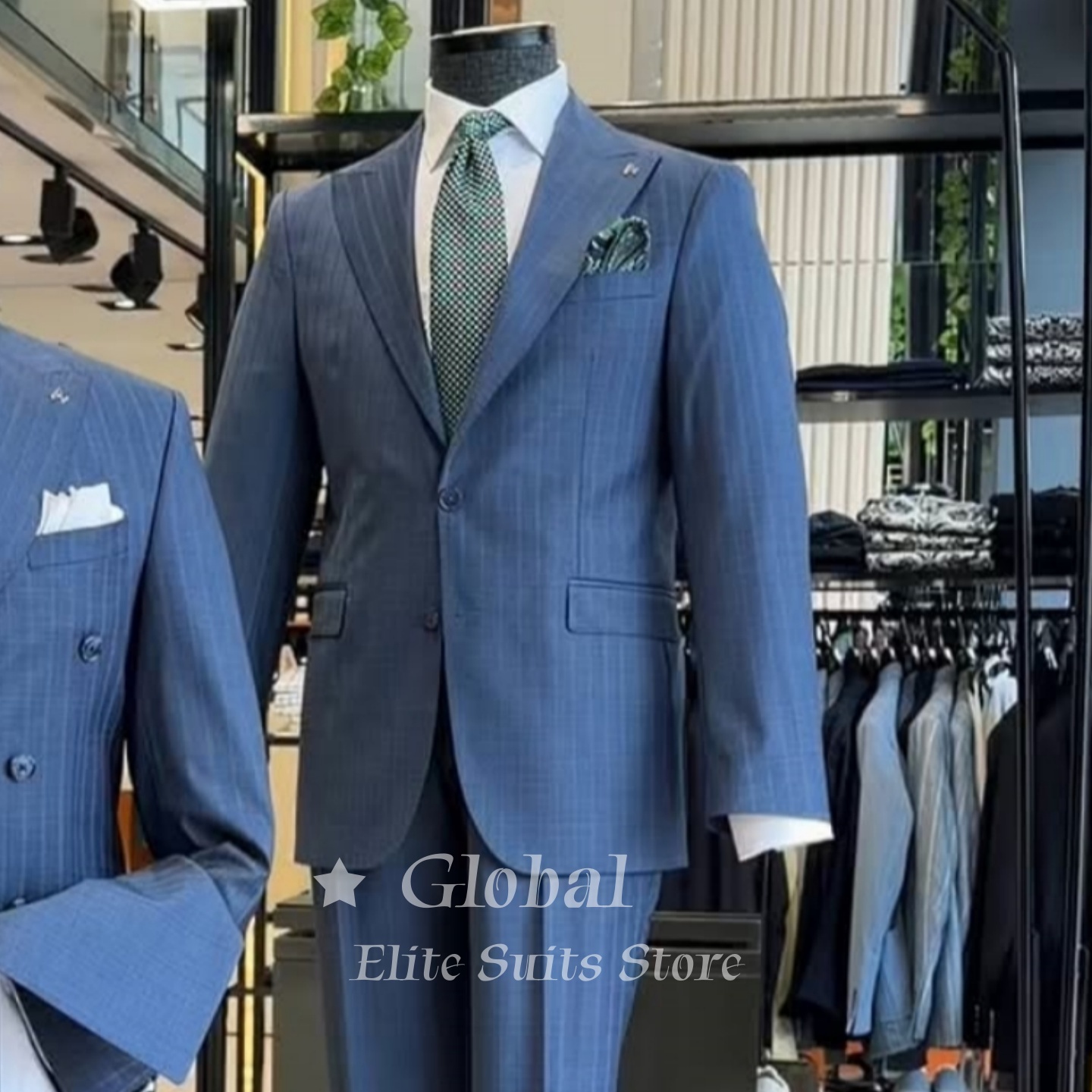 ヴィンテージメンズツーボタンブルーチョークストライプ2ピース - Men'S Vintage Formal Wear のレビューと価格