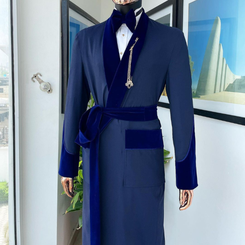 メンズテーラーメイドロイヤルブルースーツ、ベルト付きロングジ - Men'S Formal Wear Belt のレビューと価格