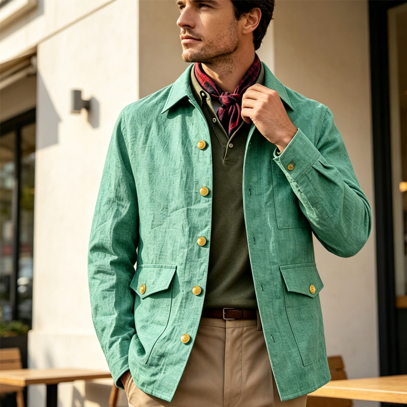 ヴィンテージメンズリネンジャケット、ラペルカラー、ゴールドボ - Men'S Vintage Formal Wear のレビューと価格